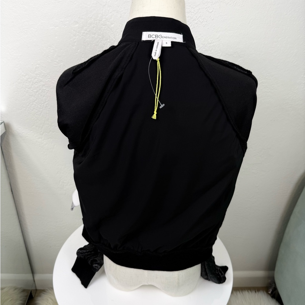 BCBGeneration Black Draped Open-Front Blazer/Text… - image 7